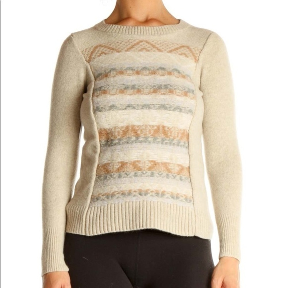 𝅺j.crew Beige Printed All Day Wear Sweater size XS
